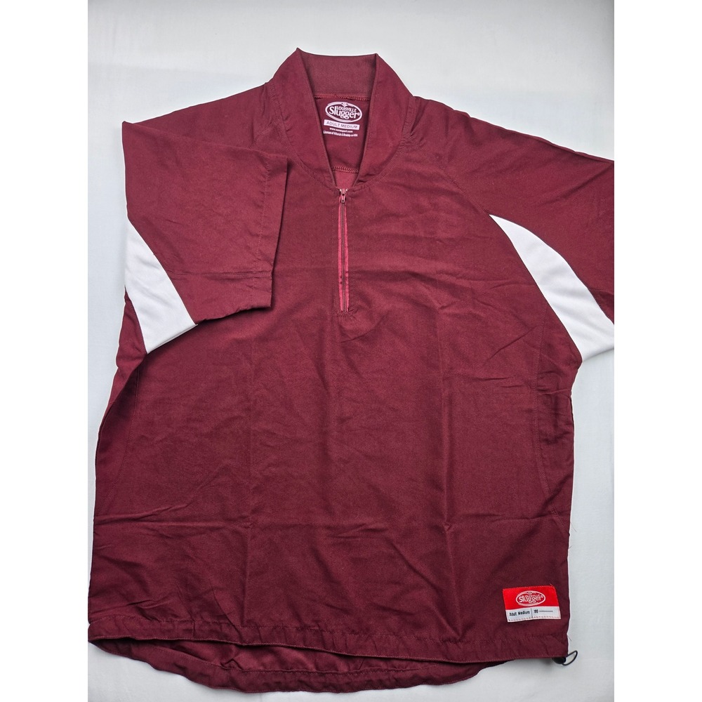 Louisville Slugger Baseball Pullover Adult Medium Burgundy‎ White Quarter Zip
